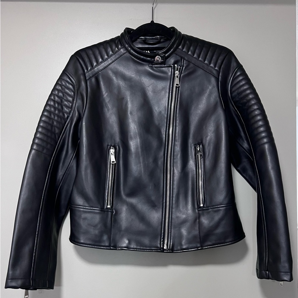 Zara Faux Leather Jacket Black Large